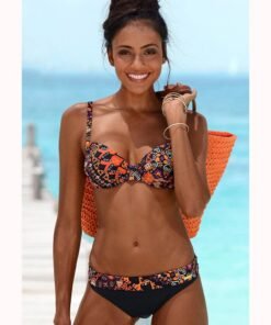 latest Two Piece Swimwear Women Purple Bikinis Printing Swimsuits Push Up Floral Summer Swimming Wear Sexy Bathing Suits
